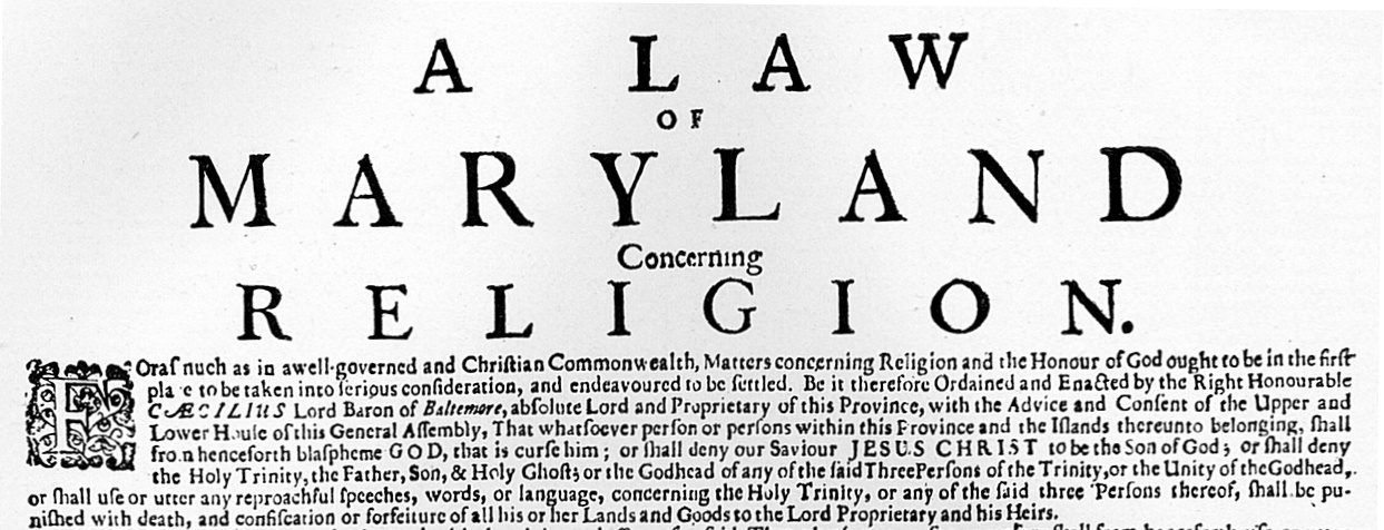 Photograph: Large Broadside on the Maryland Toleration Act